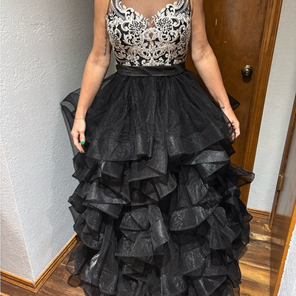 Elegant Black and Silver Evening Gown/Pageant Gown